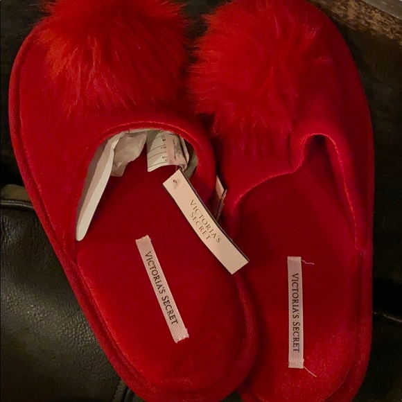 red pom pom slippers